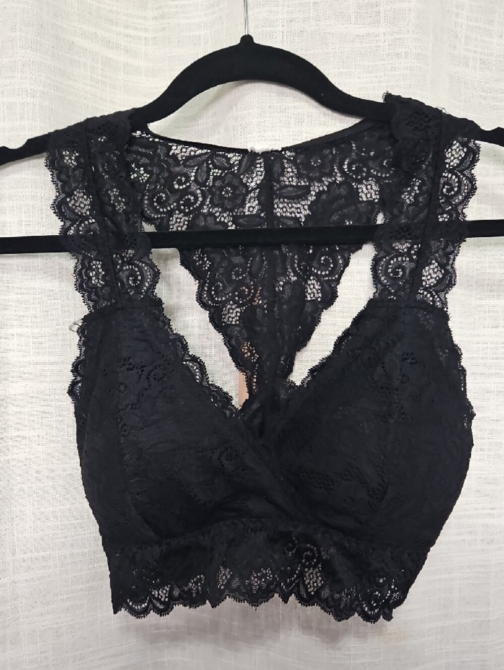 Lace Bralette with Wide Lace Straps - Black